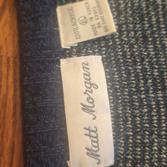 Vtg 90s grandpacore  Black Gray Green Acrylic Wild Geometric Sweater V Neck XL - Picture 2 of 8